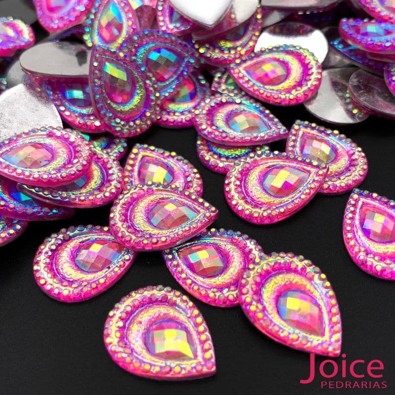 xr:d:DAFaFBjJwVA:247,j:46476663156,t:23050419 Chaton Resina Gota Pavão Base Reta 13mm x 18mm C/300 unidades - Imagem 5