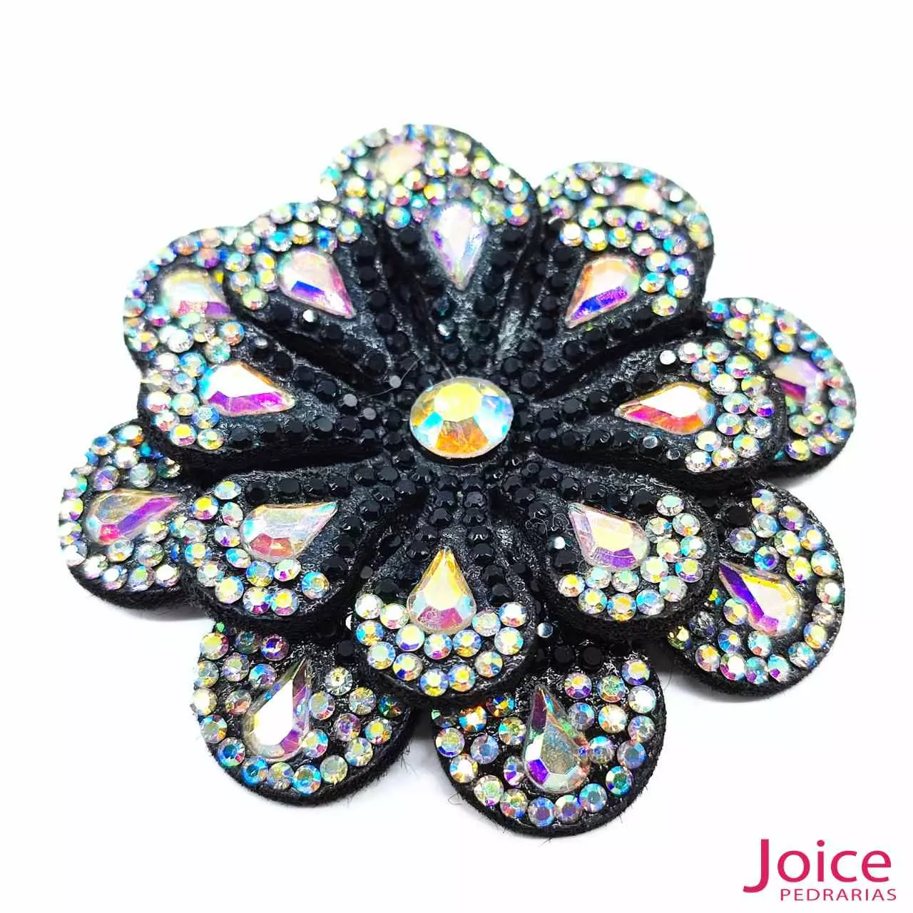 preto Aplique Flor Com Strass De Cristal 60mm C/10-Unidades Ref:22-787 - Imagem 3