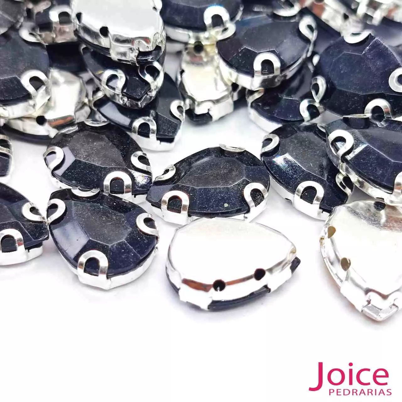 preto Pedra Engrampada Gota 13mm X 18mm Com Base De Aço C/200-Unidades - Imagem 9