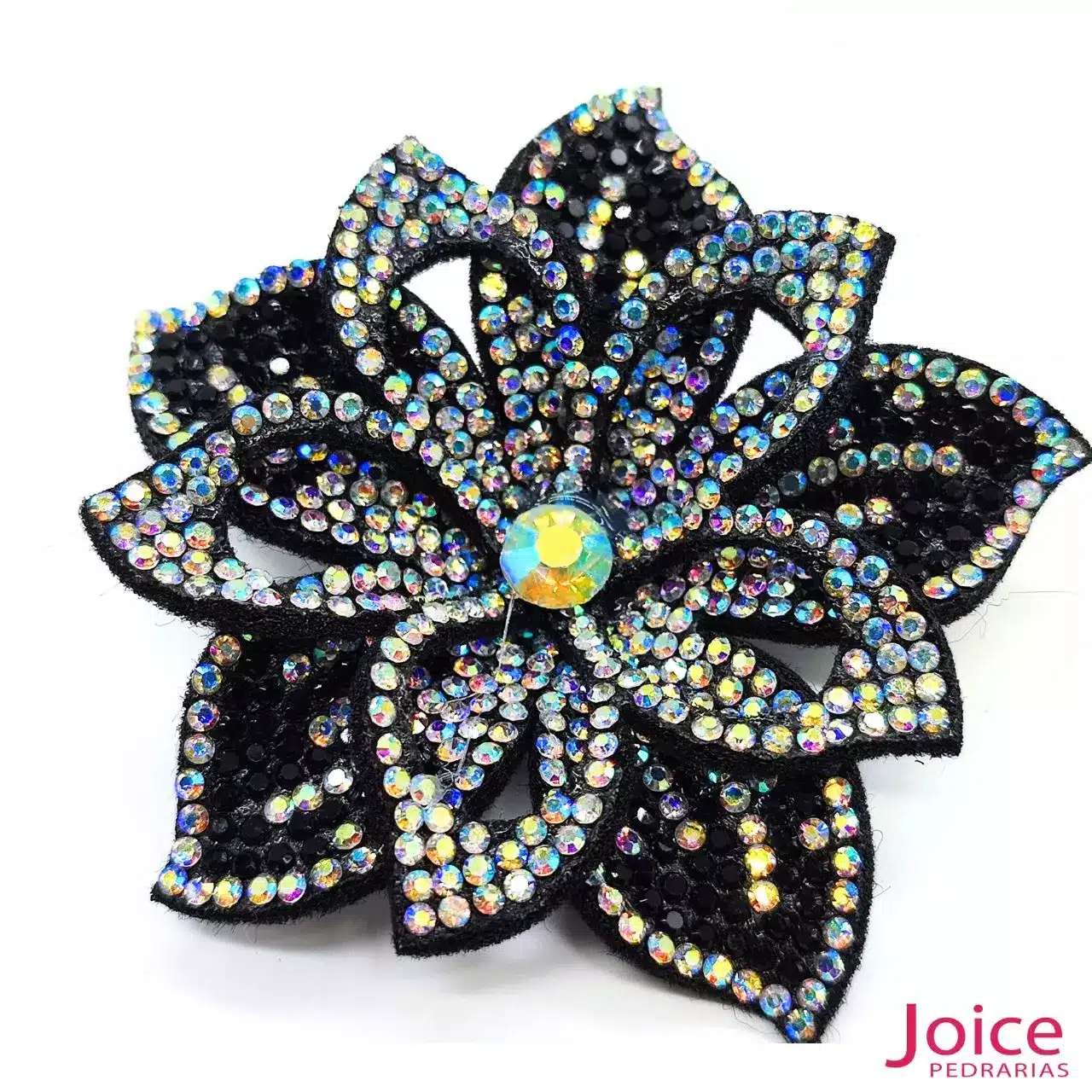 preto-m Aplique Flor Com Strass De Cristal 70mm C/10-Unidades Ref:19-562 - Imagem 1
