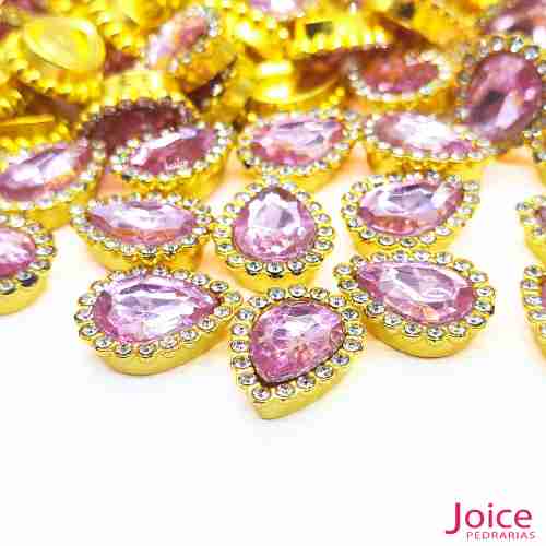 rosa-bb Chaton Gota Acrílico Com Base ABS dourado com Strass 13mm X 18mm C/500-Unidades - Imagem 13