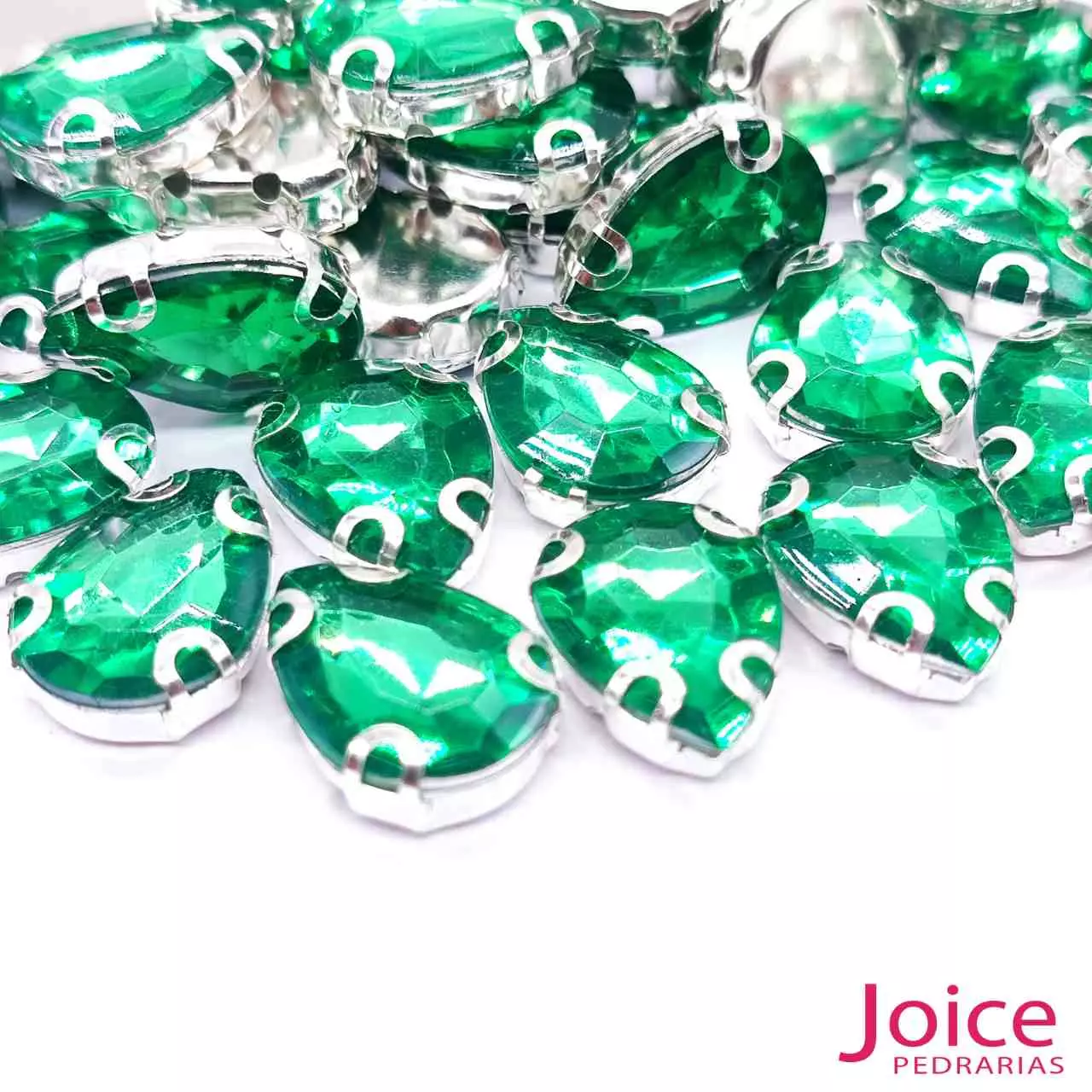 verde Pedra Engrampada Gota 13mm X 18mm Com Base De Aço C/200-Unidades - Imagem 3