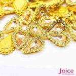 Chaton Gota Acrílico Com Base ABS dourado com Strass 14mm X 19mm C/1000-Unidades - Imagem 13