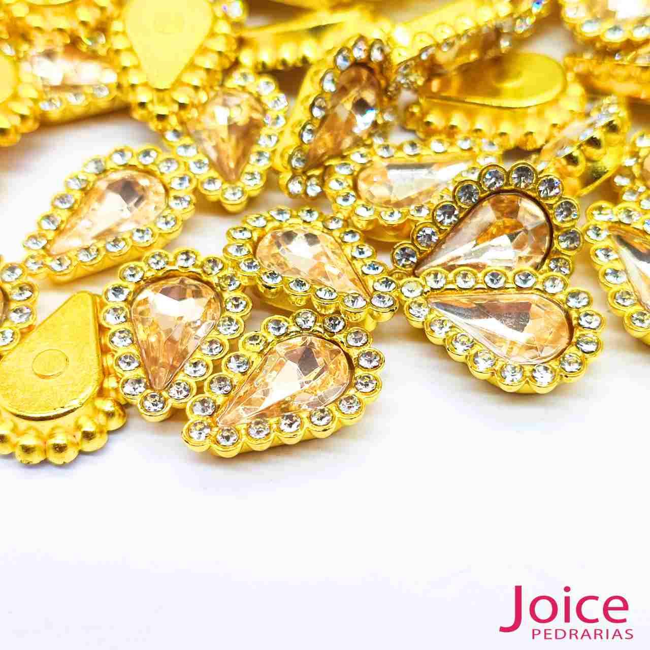 verde-medio-10 Chaton Gota Acrílico Com Base ABS dourado com Strass 14mm X 19mm C/1000-Unidades - Imagem 13