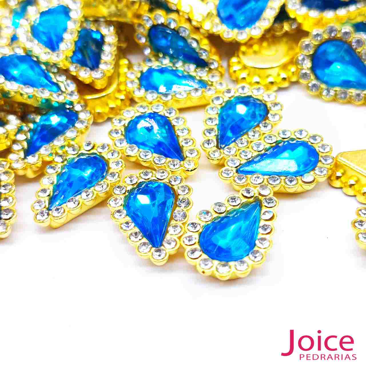 verde-medio-11 Chaton Gota Acrílico Com Base ABS dourado com Strass 14mm X 19mm C/1000-Unidades - Imagem 4