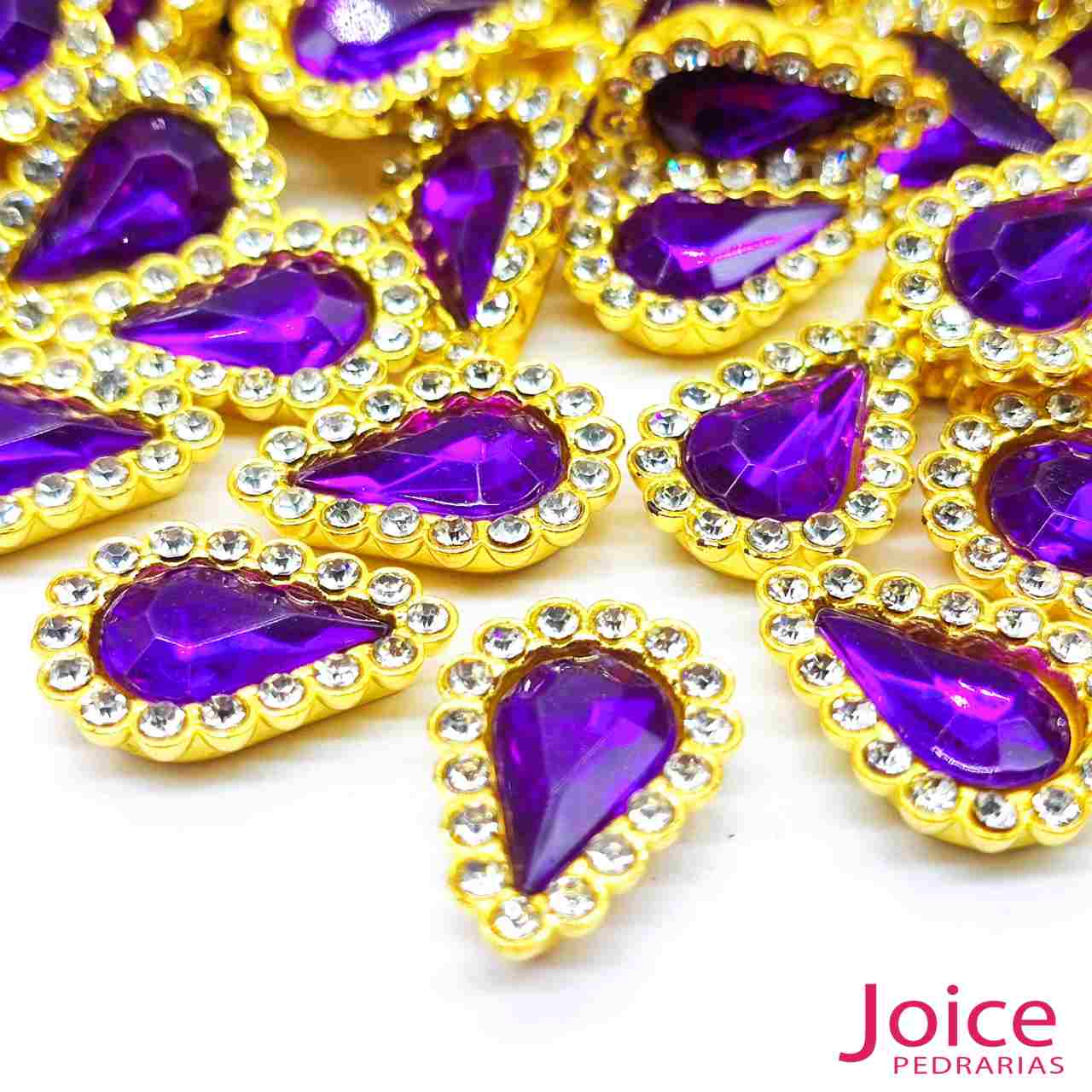 verde-medio-12 Chaton Gota Acrílico Com Base ABS dourado com Strass 14mm X 19mm C/1000-Unidades - Imagem 14