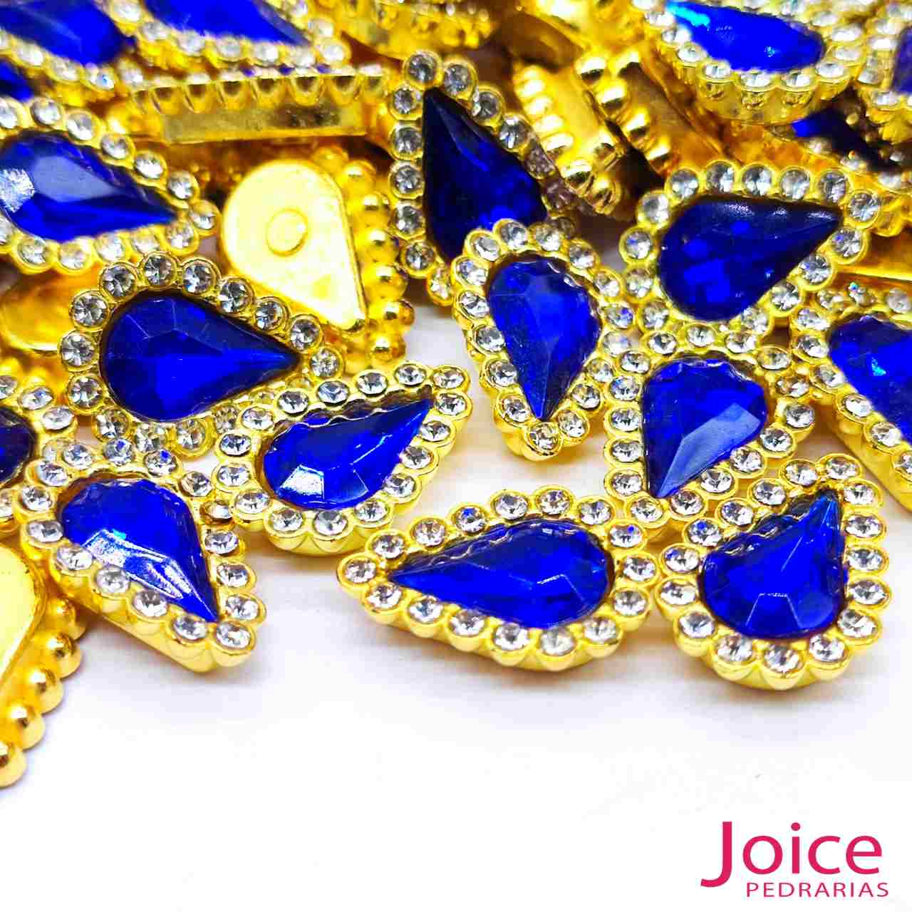 verde-medio-13 Chaton Gota Acrílico Com Base ABS dourado com Strass 14mm X 19mm C/1000-Unidades - Imagem 5