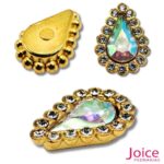 Chaton Gota Acrílico Com Base ABS dourado com Strass 14mm X 19mm C/1000-Unidades - Imagem 2