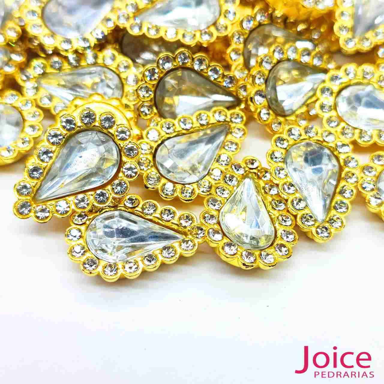 verde-medio-4 Chaton Gota Acrílico Com Base ABS dourado com Strass 14mm X 19mm C/1000-Unidades - Imagem 11