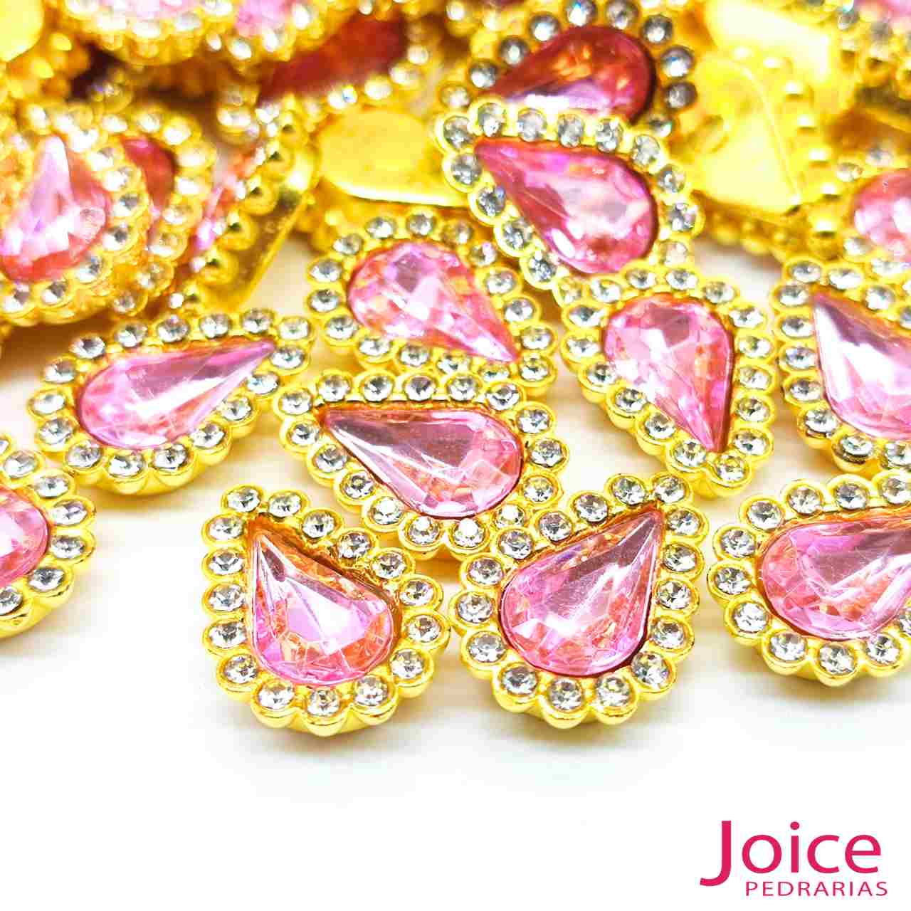 verde-medio-5 Chaton Gota Acrílico Com Base ABS dourado com Strass 14mm X 19mm C/1000-Unidades - Imagem 8