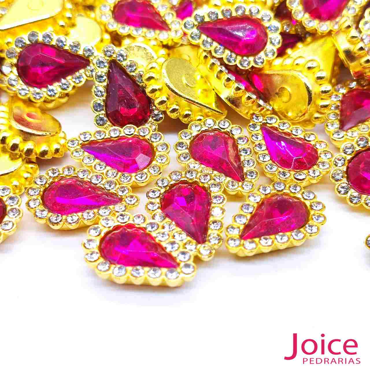 verde-medio-8 Chaton Gota Acrílico Com Base ABS dourado com Strass 14mm X 19mm C/1000-Unidades - Imagem 12