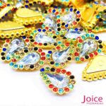 Chaton Gota Acrílico Com Base ABS dourado com Strass 14mm X 19mm C/1000-Unidades - Imagem 3