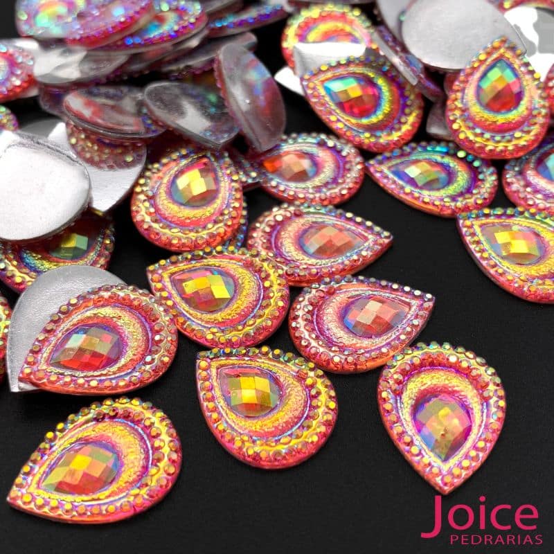 xr:d:DAFaFBjJwVA:247,j:46476663156,t:23050419 Chaton Resina Gota Pavão Base Reta 13mm x 18mm C/300 unidades - Imagem 8