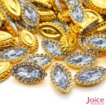 Chaton Navete Acrílico Com Base ABS dourado com Strass 7mm X 15mm C/1000-Unidades - Imagem 3