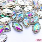 Navete Imitação Swarovski AB 9mm X 18mm De Vidro Com Strass Base Prata C/200-unidades(APROX) - Imagem 2
