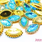 Navete Cristal Imitação Swarovski Vidro Com Strass Base Dourada C/200-unidades(APROX) - Imagem 2