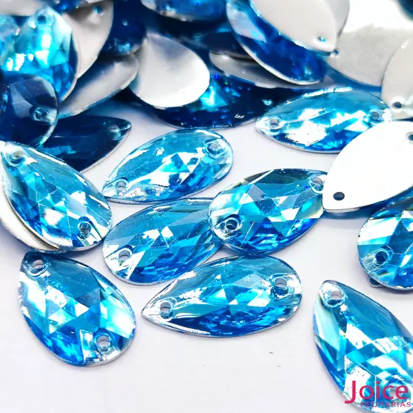 azul turquesa 40 Gota Resina Base Reta 13mm X 22mm Com Furo C/500Unidades - Imagem 5