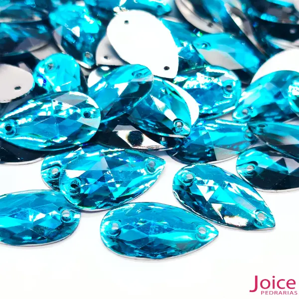 azul verde Gota Resina Base Reta 13mm X 22mm Com Furo C/500Unidades - Imagem 6