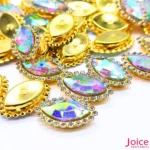 Navete Cristal Imitação Swarovski Vidro Com Strass Base Dourada C/200-unidades(APROX) - Imagem 4